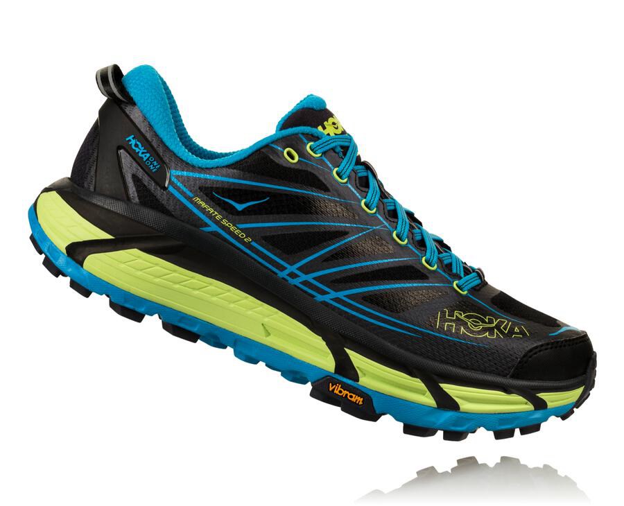 Hoka One One Trainers Mens Black/Blue - Mafate Speed 2 - 41089RZQH